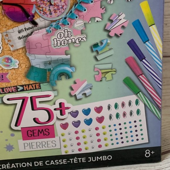 DIY Jumbo Puzzle Design Kit Markers Gems 1,000 Piece Color Craft Puzzle 27x20" - Picture 5 of 12